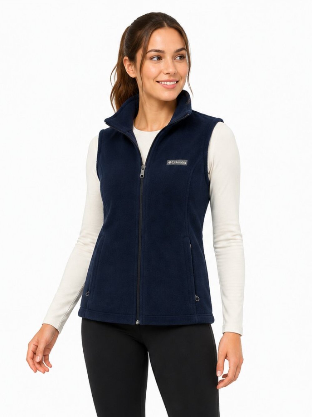 Columbia Benton Springs Navy Full Zip Fleece Vest Women’s M